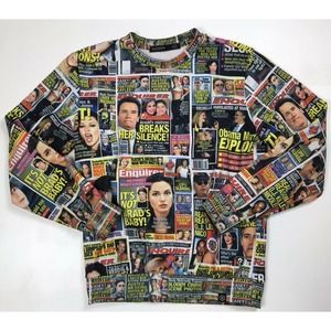 Hudson Outerwear Sweatshirt NATIONAL ENQUIRER Obama Pitt Kardashian Mens Large